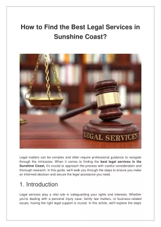 How to Find the Best Legal Services in Sunshine Coast?