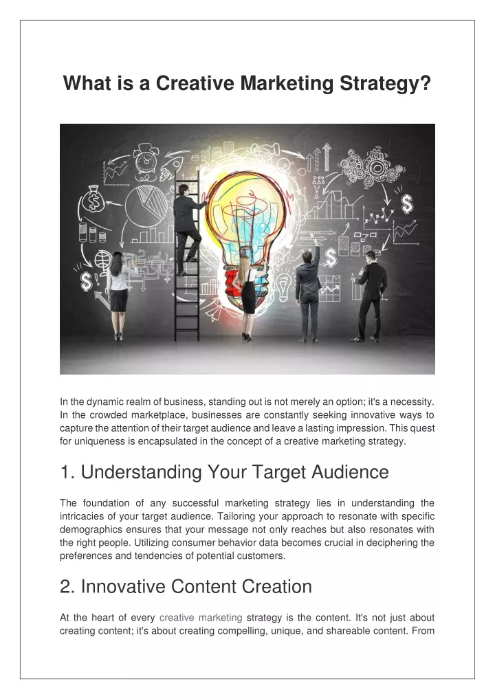 what is a creative marketing strategy