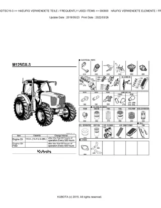 Kubota M125GXDTSC19-3 Tractor Parts Catalogue Manual (Publishing ID BKIDK5147)