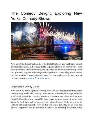 Laugh Out Loud Comedy Shows in New York City