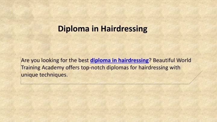 diploma in hairdressing