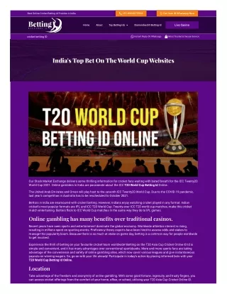 Best T20 World Cup Betting ID Sites at BettingExchangeID