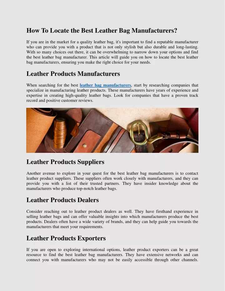 how to locate the best leather bag manufacturers