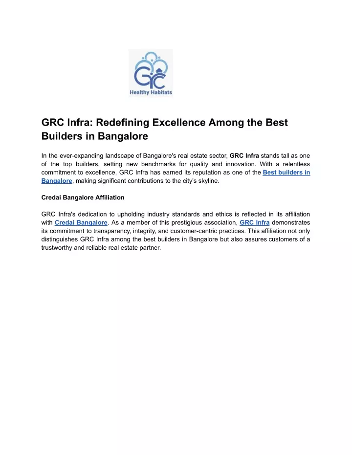 grc infra redefining excellence among the best