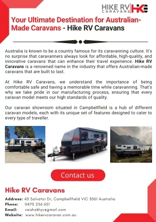 Your Ultimate Destination for Australian-Made Caravans - Hike RV Caravans