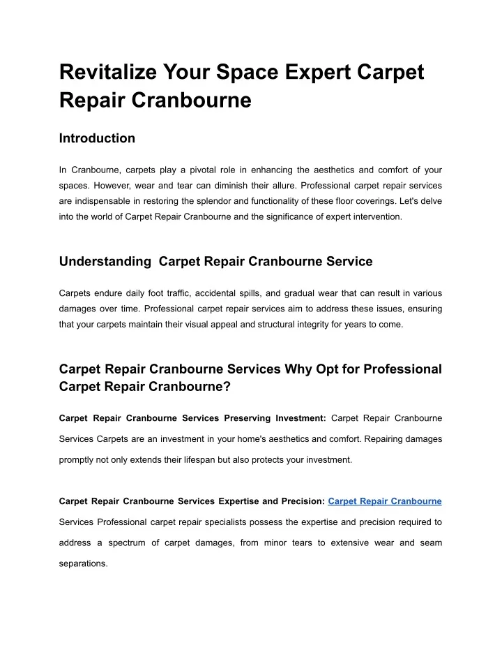 revitalize your space expert carpet repair