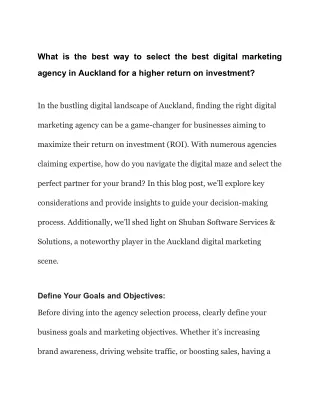 What is the best way to select the best digital marketing agency in Auckland for a higher return on investment