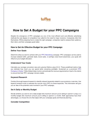 How to Set A Budget for your PPC Campaigns
