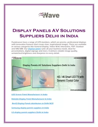 Display Panels AV Solutions Suppliers Delhi in India