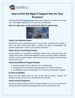 how to pick the right it support plan for your