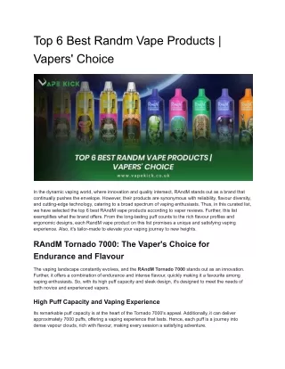 Top 6 Best Randm Vape Products _ Vapers' Choice