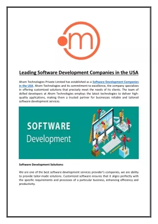 Leading Software Development Companies in the USA