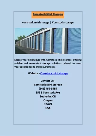 comstock mini storage | Comstock storage