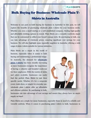 Bulk Buying for Business Wholesale Plain T-Shirts in Australia