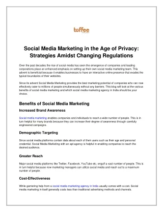 Social Media Marketing in the Age of Privacy