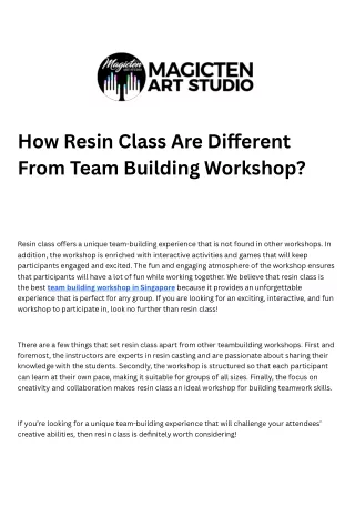 How Resin Class Are Different From Team Building Workshop