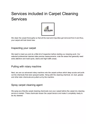 services included in carpet cleaning services