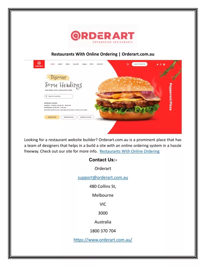 restaurants with online ordering orderart com au