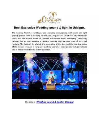 Best Exclusive Wedding sound & light in Udaipur.