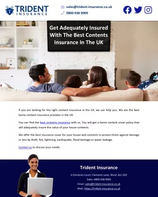 Get Adequately Insured With The Best Contents Insurance In The UK