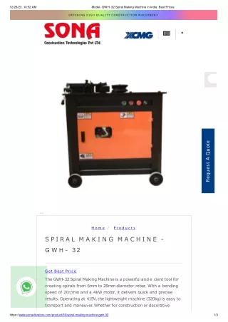 Best GWH-32 Spiral Making Machine in India: Latest Price