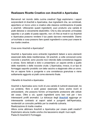 Realizzare Ricette Creative con Arachidi e Apericalza