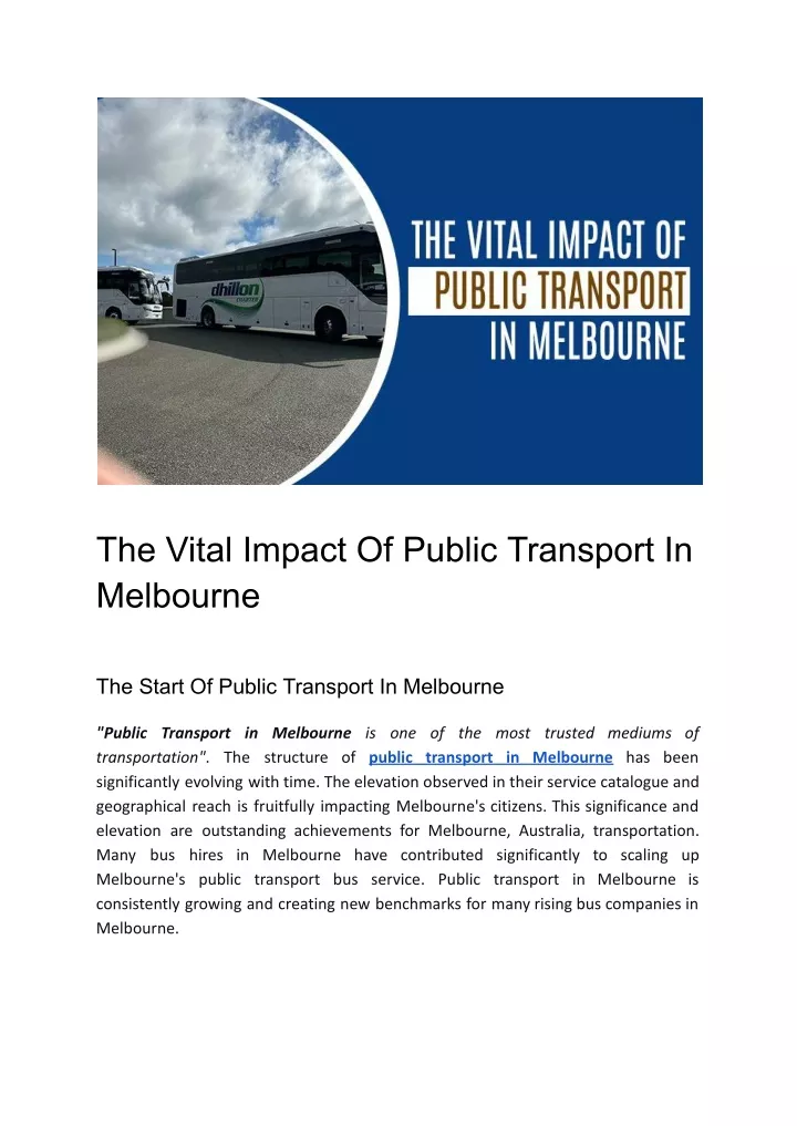 the vital impact of public transport in melbourne