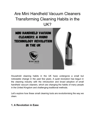 Are Mini Handheld Vacuum Cleaners Transforming Cleaning Habits in the UK_