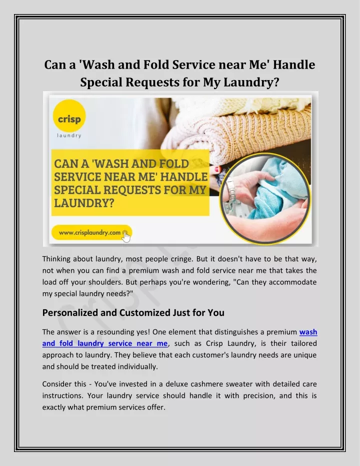 can a wash and fold service near me handle