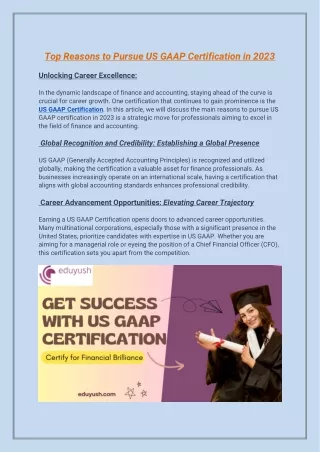 US GAAP Certification in 2023