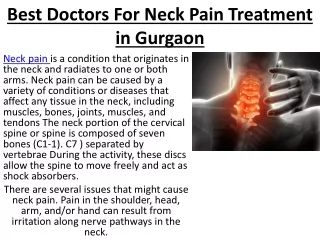 Best Doctors for Neck Pain Treatment in Gurgaon