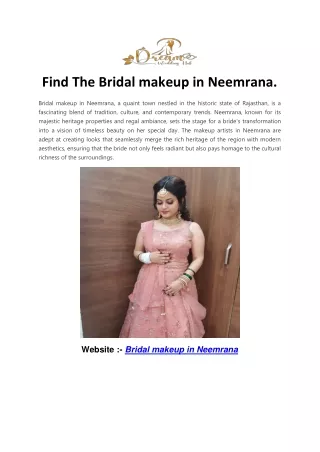 Find The Bridal makeup in Neemrana.