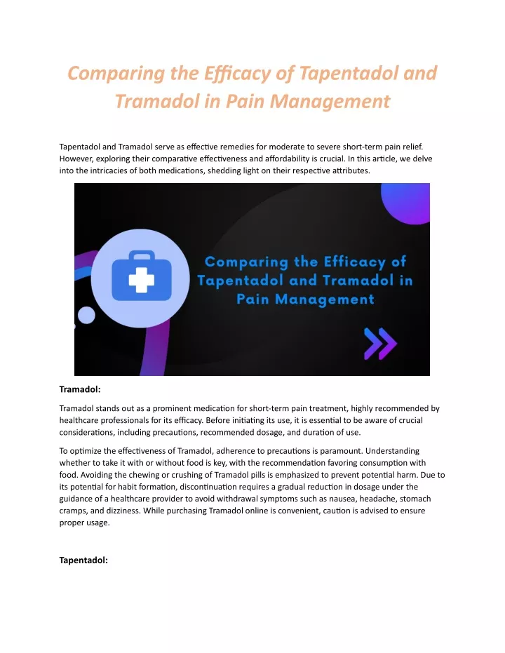 comparing the efficacy of tapentadol and tramadol