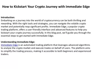 How to Kickstart Your Crypto Journey with Immediate
