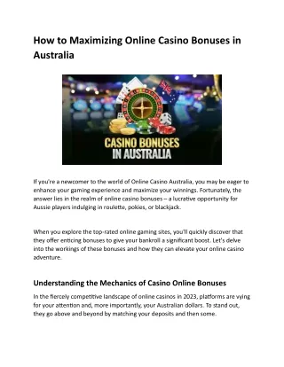 How to Maximizing Online Casino Bonuses in Australia