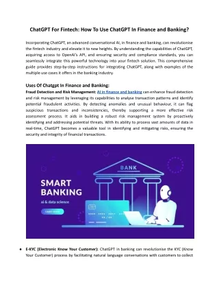 ChatGPT For Fintech: How To Use ChatGPT In Finance and Banking?