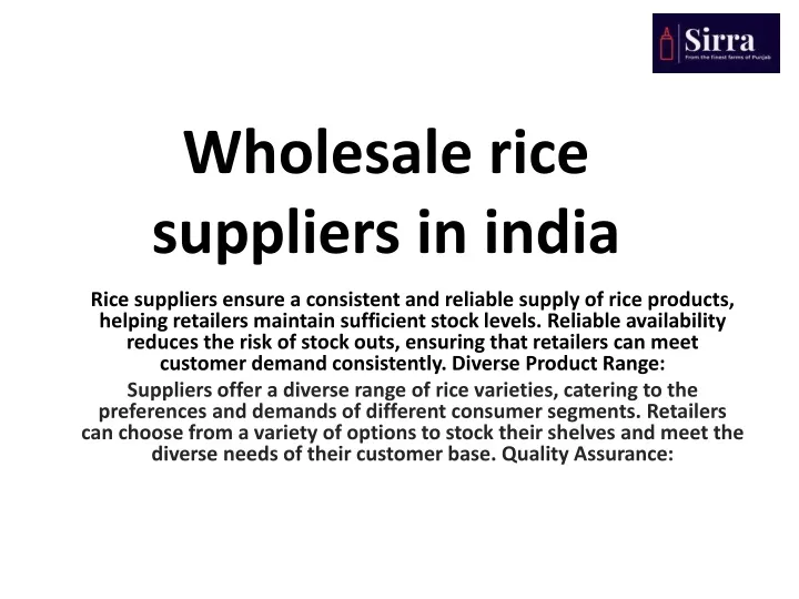 wholesale rice suppliers in india