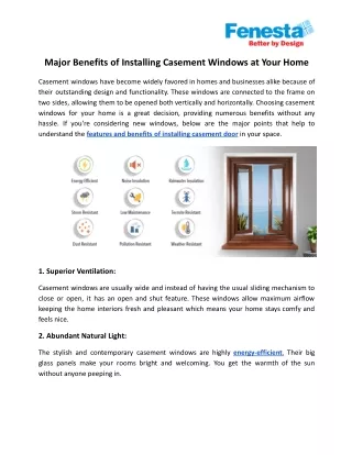 major benefits of installing casement windows