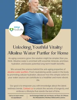 Unlocking Youthful Vitality: Alkaline Water Purifier for Home