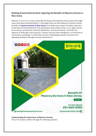 Brick by Brick: Premier Masonry Services in New Jersey