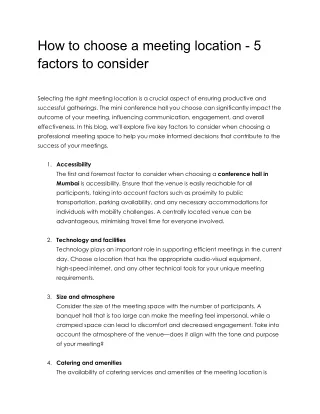 How to choose a meeting location - 5 factors to consider