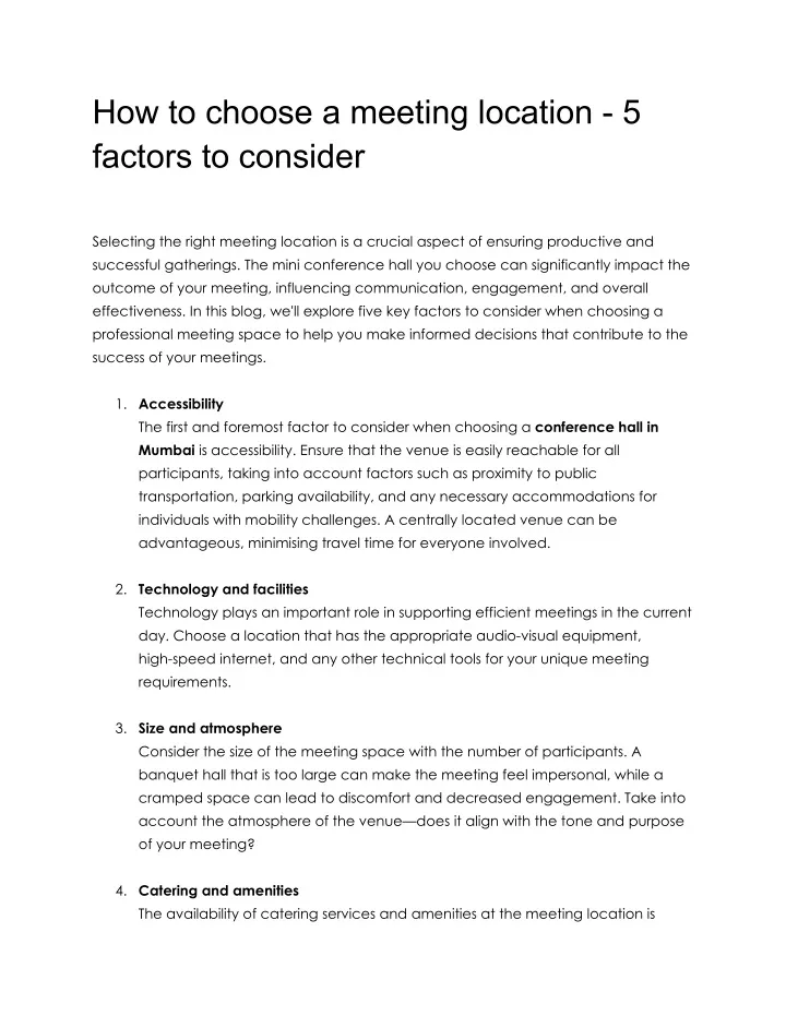 how to choose a meeting location 5 factors