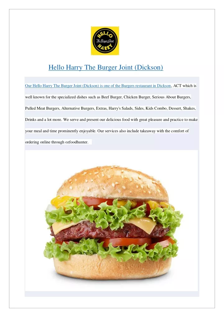 hello harry the burger joint dickson our hello