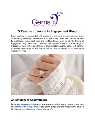5 Reasons to Invest in Engagement Rings