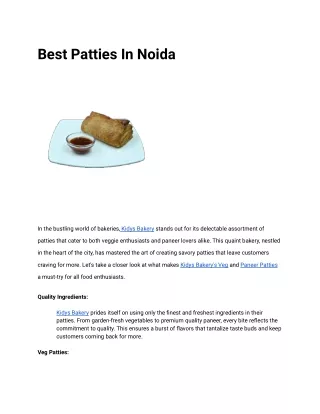 Best Patties In Noida