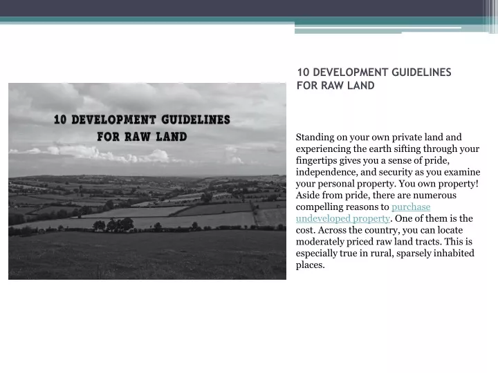 10 development guidelines for raw land