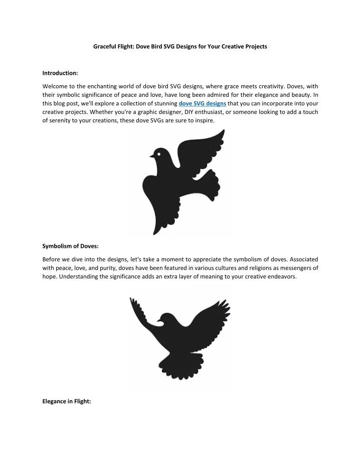 graceful flight dove bird svg designs for your