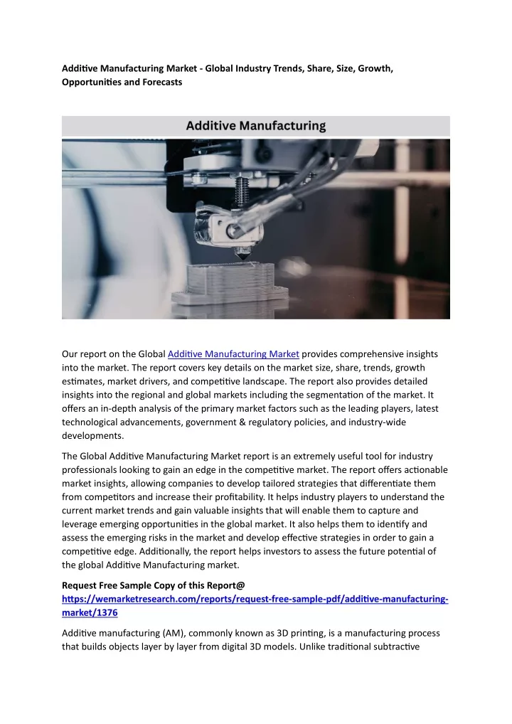 additive manufacturing market global industry