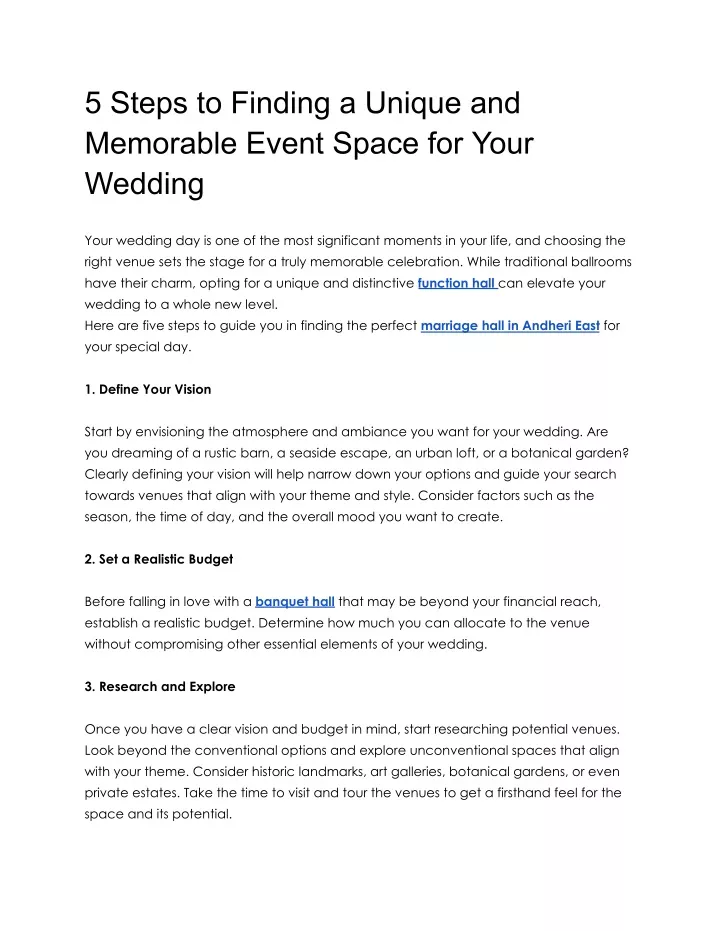 5 steps to finding a unique and memorable event