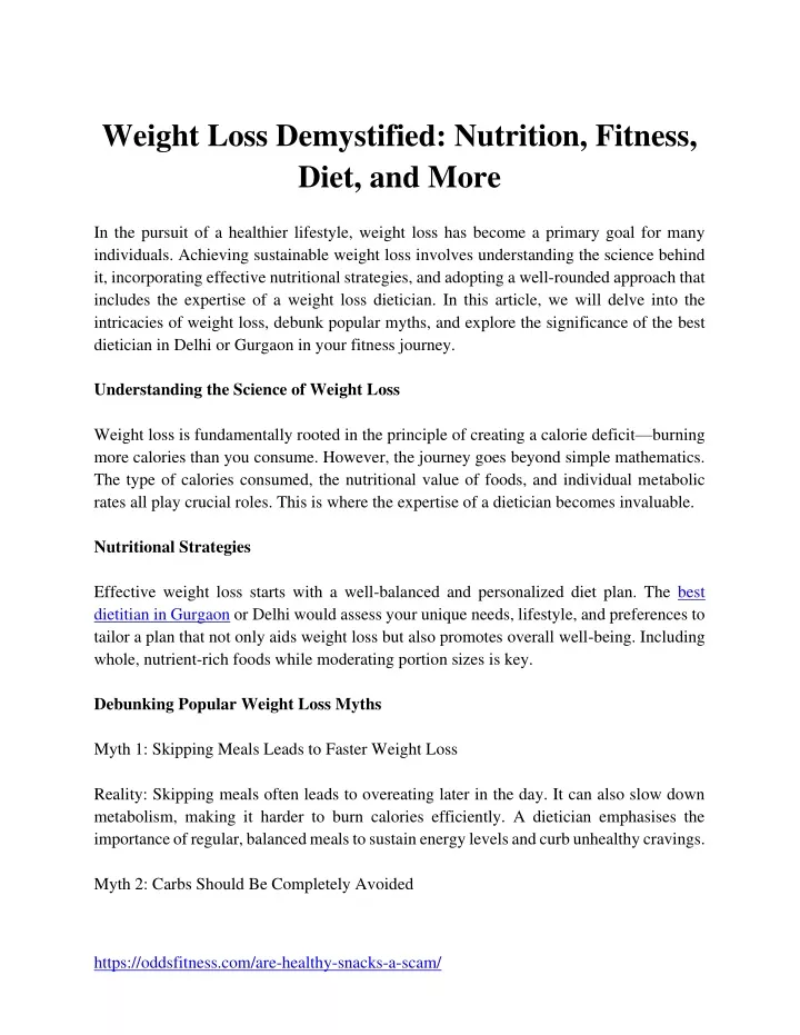 weight loss demystified nutrition fitness diet